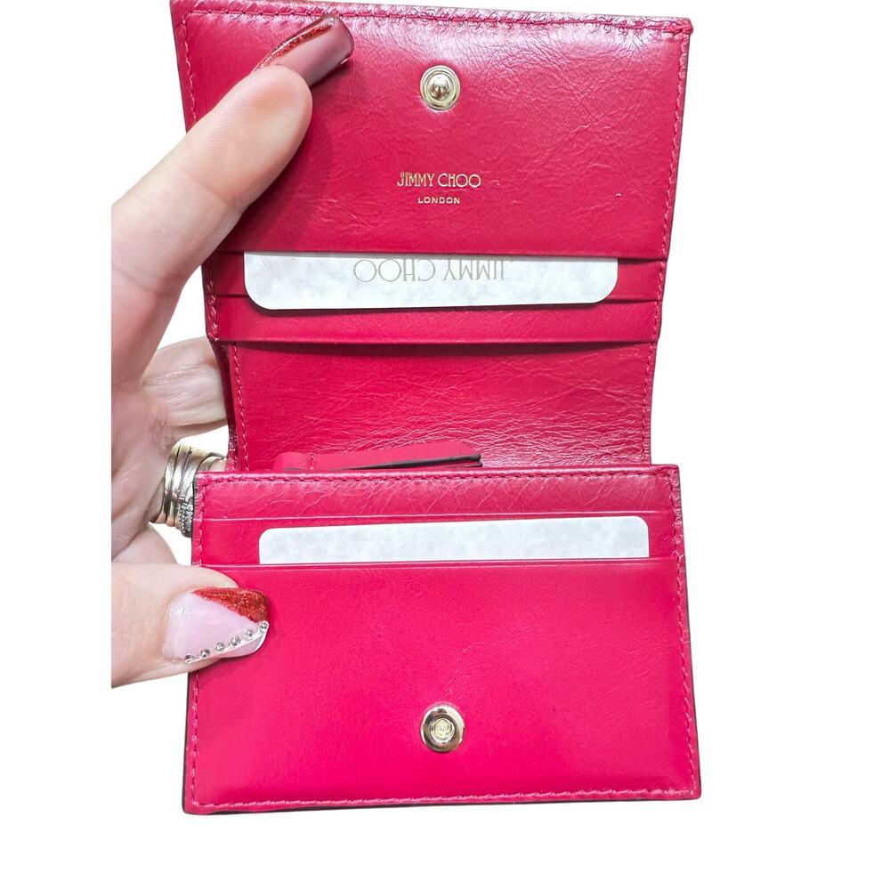 RARE JIMMY CHOO FARONE RASPBERRY CARD WALLET FULL INCLUSION - Picture 5 of 7